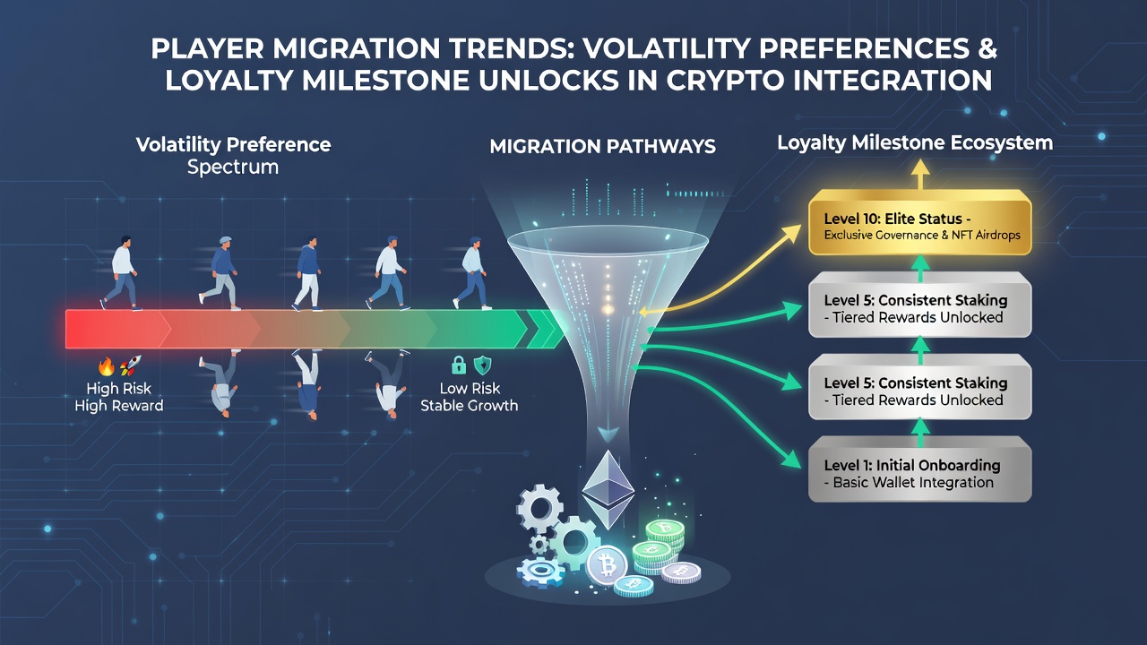 Chart displaying player migration flows between different volatility categories and loyalty tier advancements