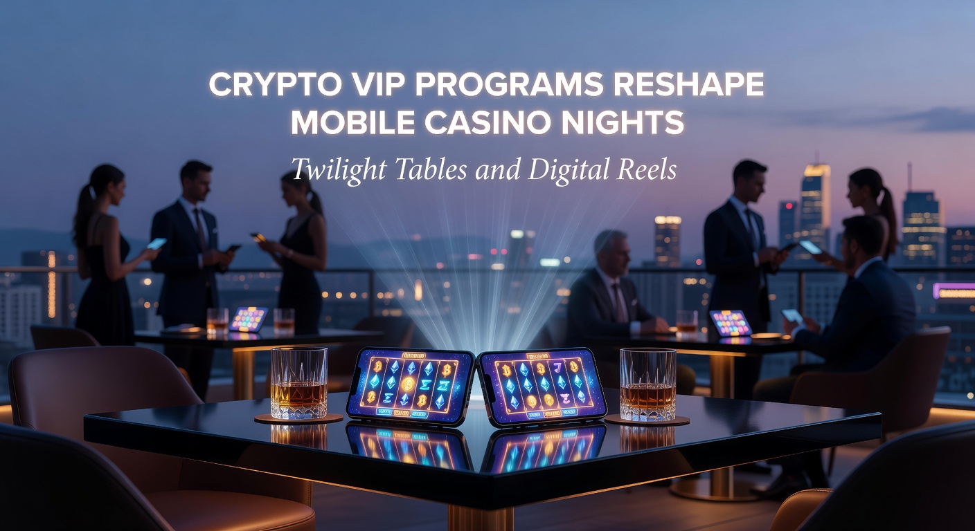Dynamic close-up of digital reels exploding with crypto symbols, VIP multiplier orbs, and evening starry backdrop on a mobile interface